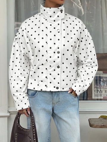 Polka Dot Mock Neck Jacket