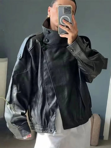 Oversized Vintage Faux Leather Jacket