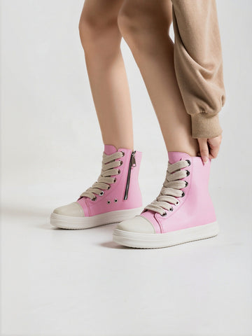Pink High Top Zipper Sweet Sneakers