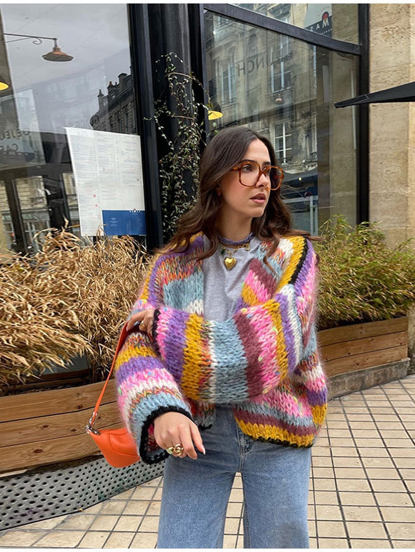 Chunky Oversized Striped Knit Cardigan