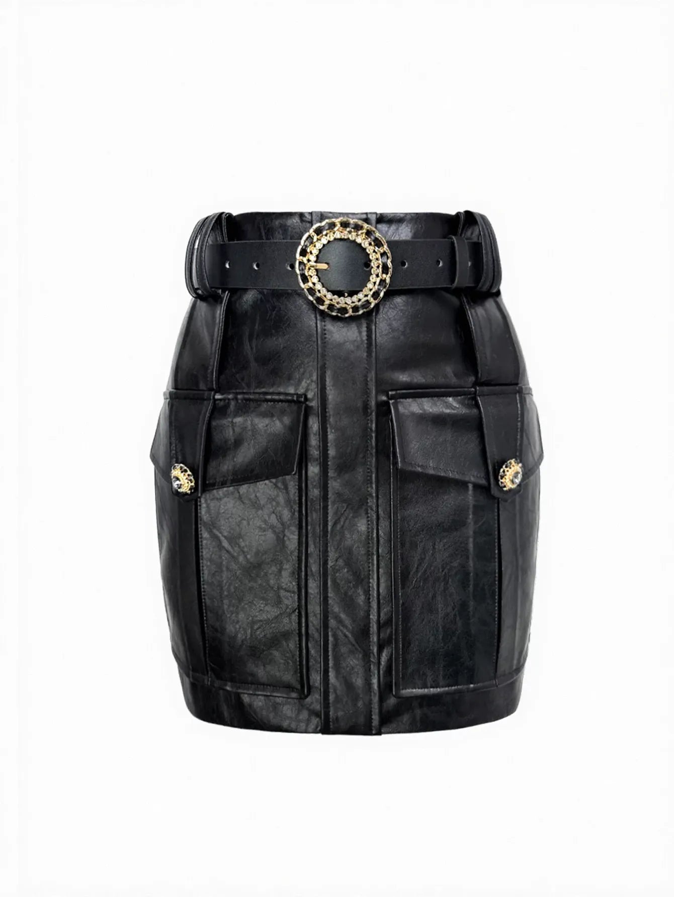 High Waisted Faux Leather Mini Skirt