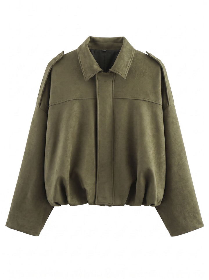 Oversized Faux Leather Bubble Hem Jacket