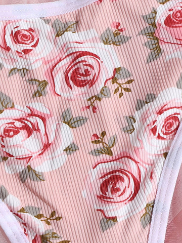 Seamless Floral Print Strappy Thong Panties