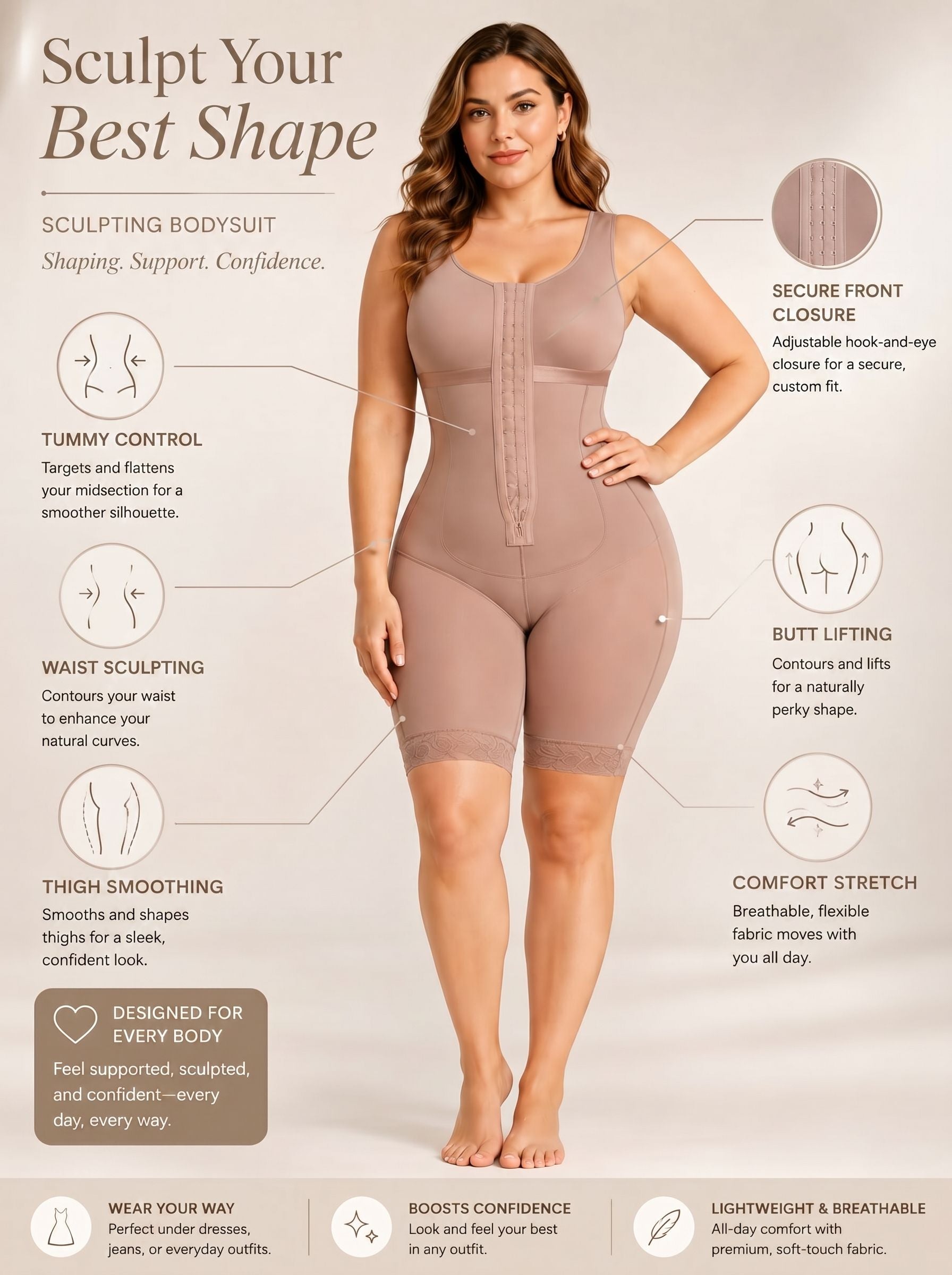 Seamless Tummy Control Body Shaper Romper