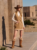 Faux Suede Sherpa Trim Dress