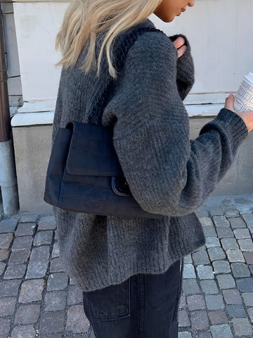 Cropped Tie Front Knit Cardigan