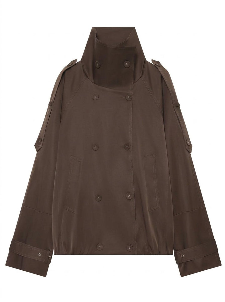 Cropped Double Breasted Trench Coat