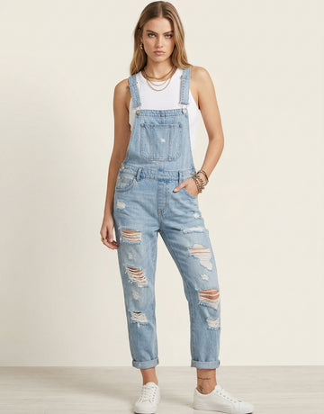 Non Stretch Denim Harem Overalls