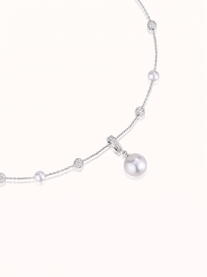 Elegant Dainty Pearl Station Necklace