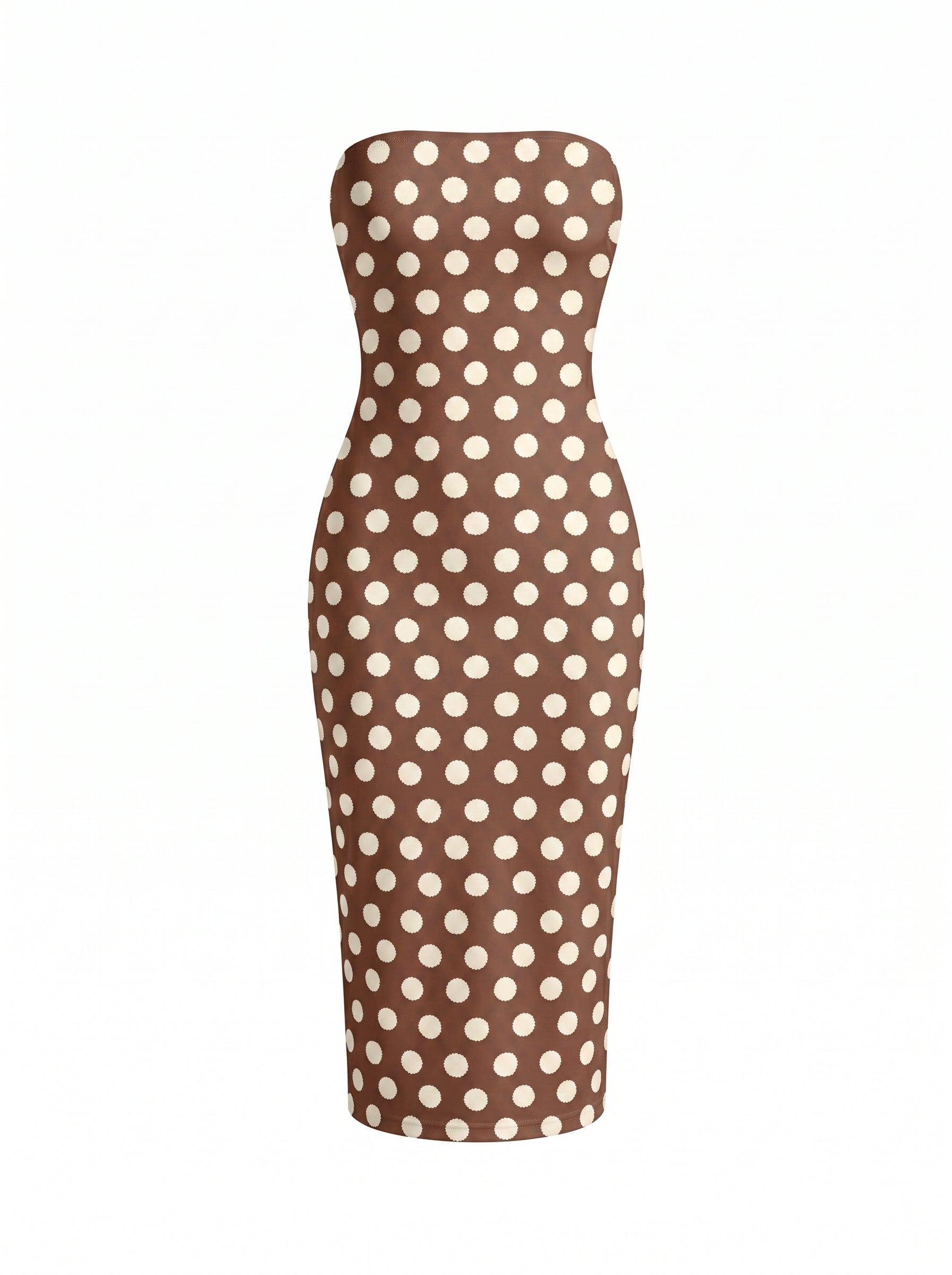tsitsi natriashvili's Brown Polka Dot Print Midi Dress