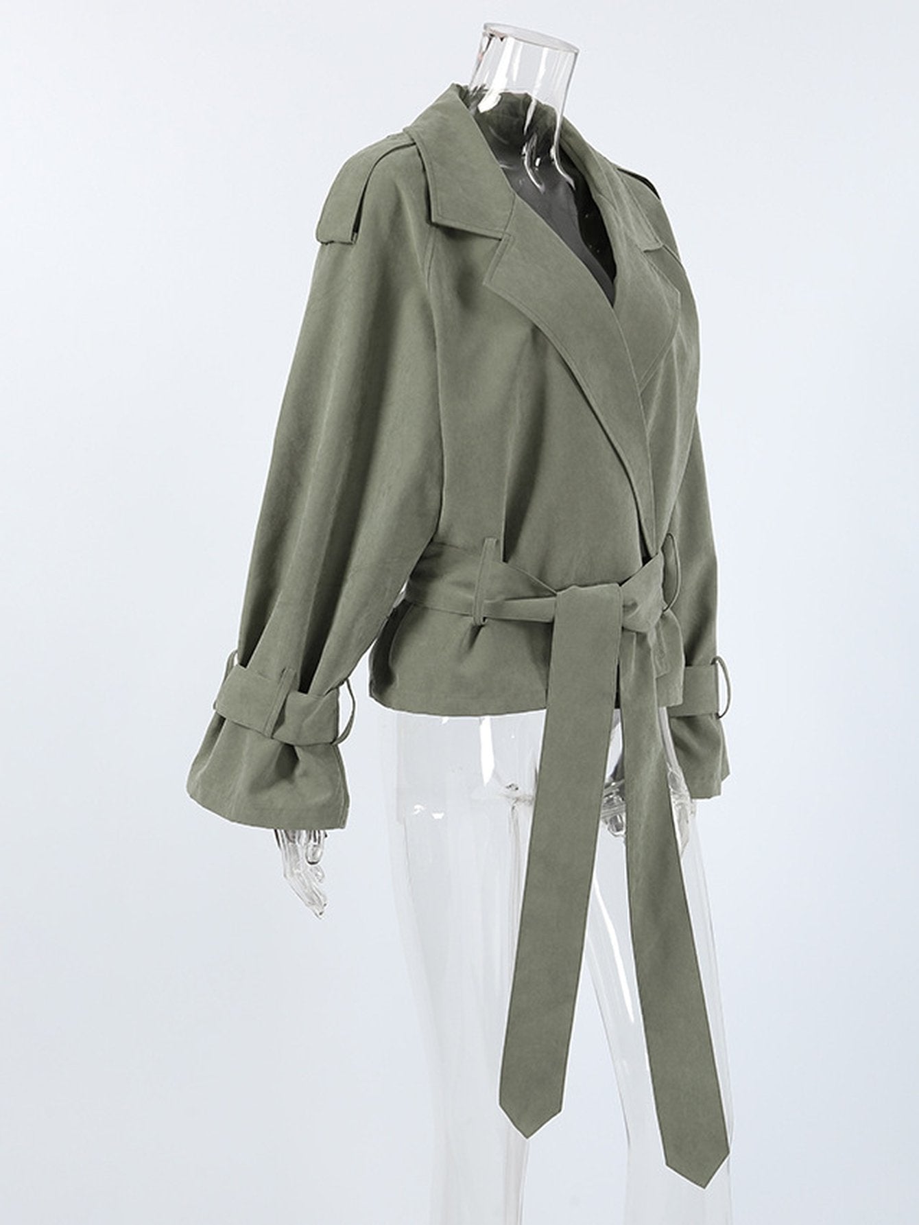 Oversized Belted Cropped Trench Coat