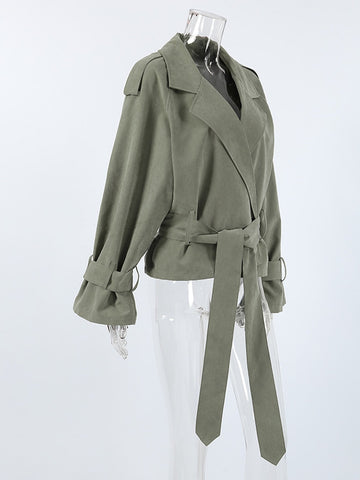 Oversized Belted Cropped Trench Coat