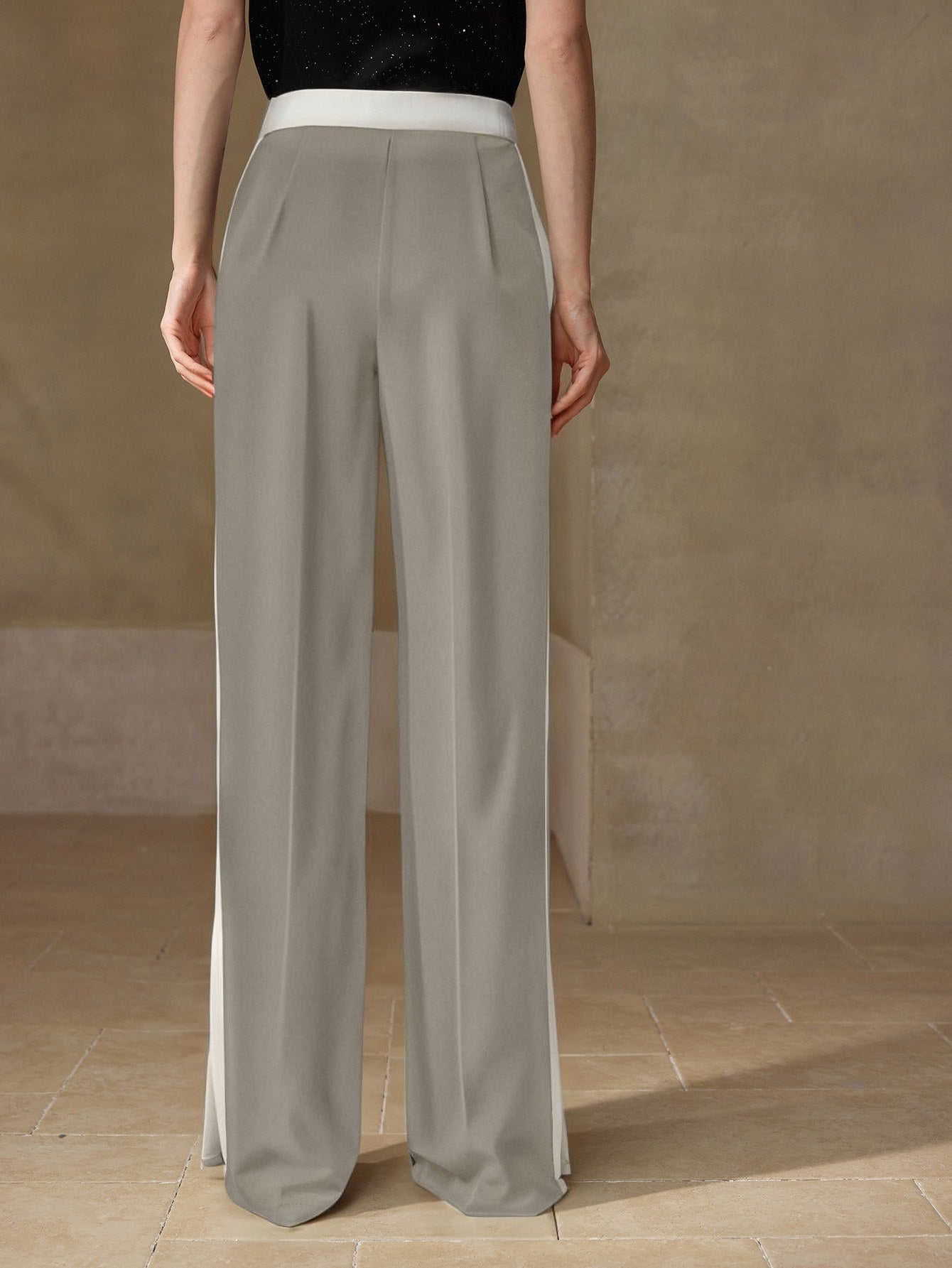 High Waisted Side Stripe Wide Leg Pants