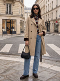 Classic Contrast Collar Double Breasted Trench