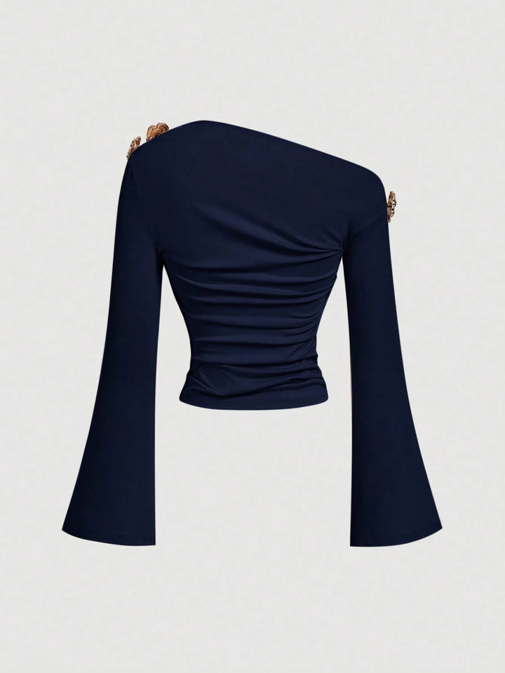 Elegant Ruched One Shoulder Top