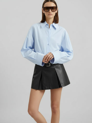 PU Leather Pleated Skirt