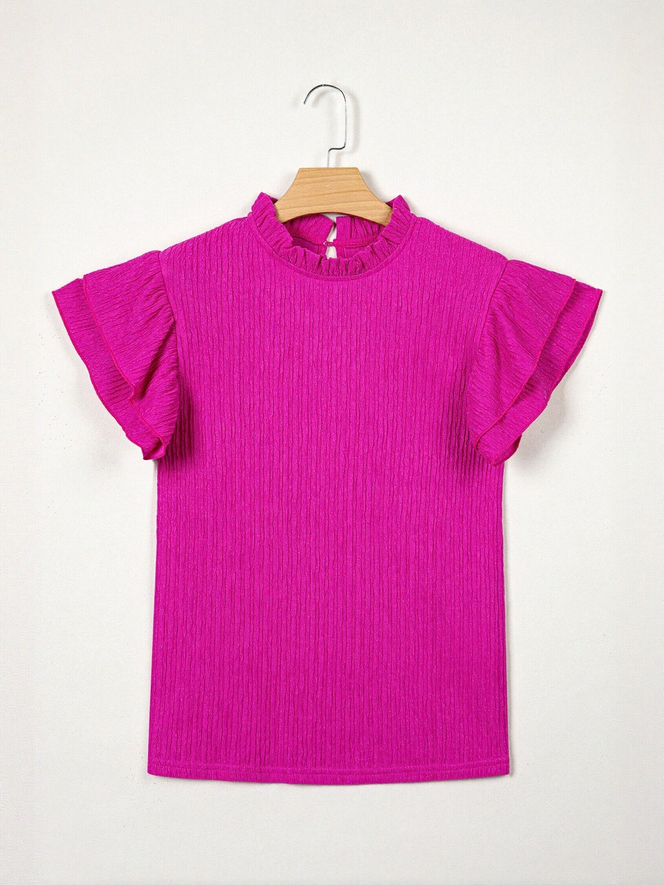 Ruffled Sleeve Textured Chiffon Blouse