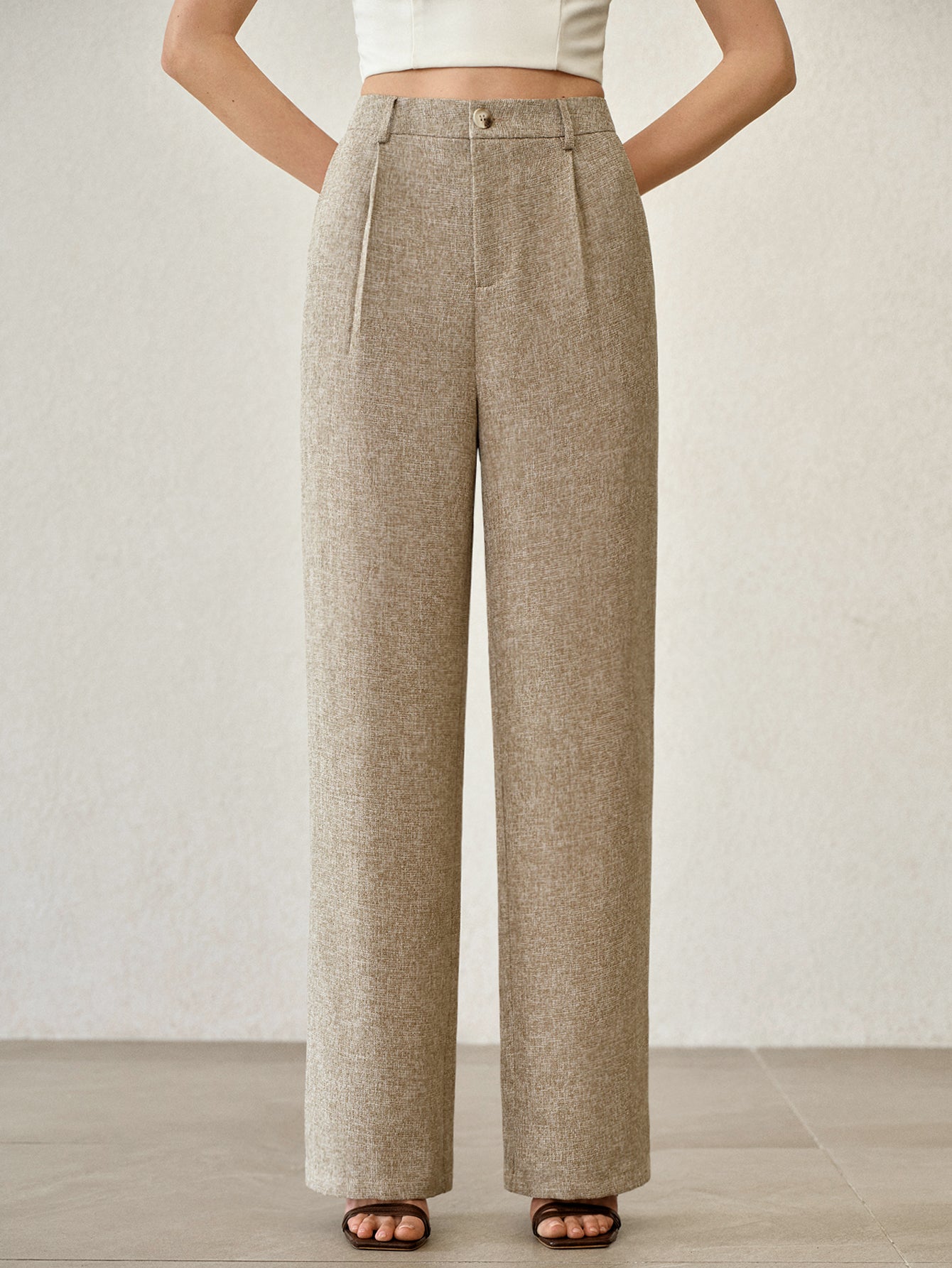 High Waisted Tailored Wide Leg Pants