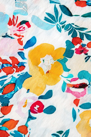 Floral Print Split Neck Chiffon Blouse