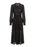 Elegant Black Lace Button Down Dress