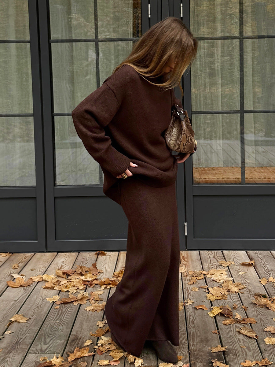 Cozy Ribbed Knit Maxi Skirt Set