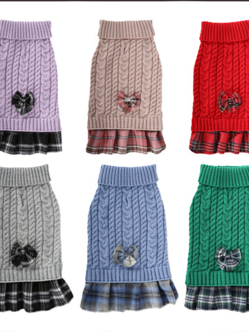 Cozy Cable Knit Dog Sweater Dress