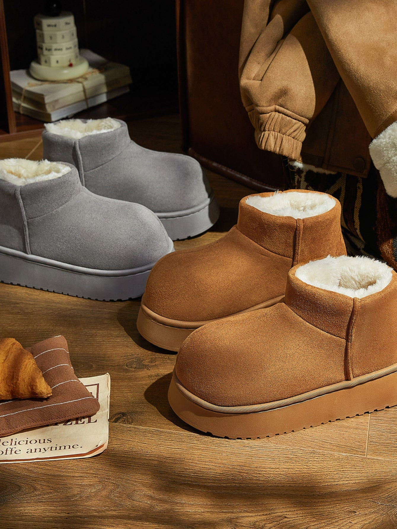 Cozy Faux Fur Platform Ankle Boots