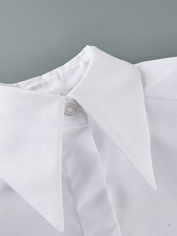 Padded Shoulder Oversized Button Down Shirt