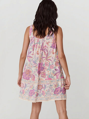 Boho Floral Print Mini Dress