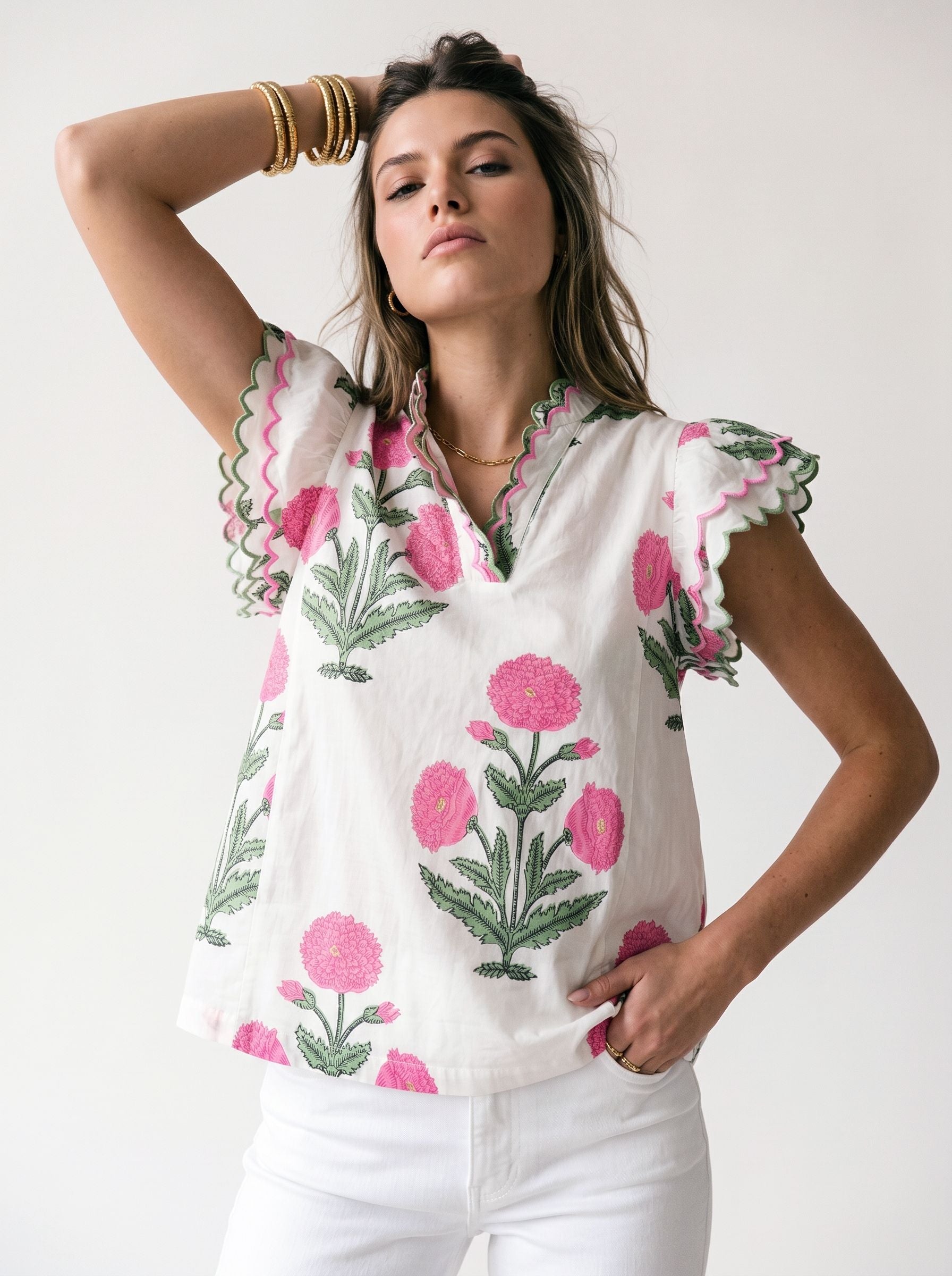 Scallop Edge Elegant Blouse