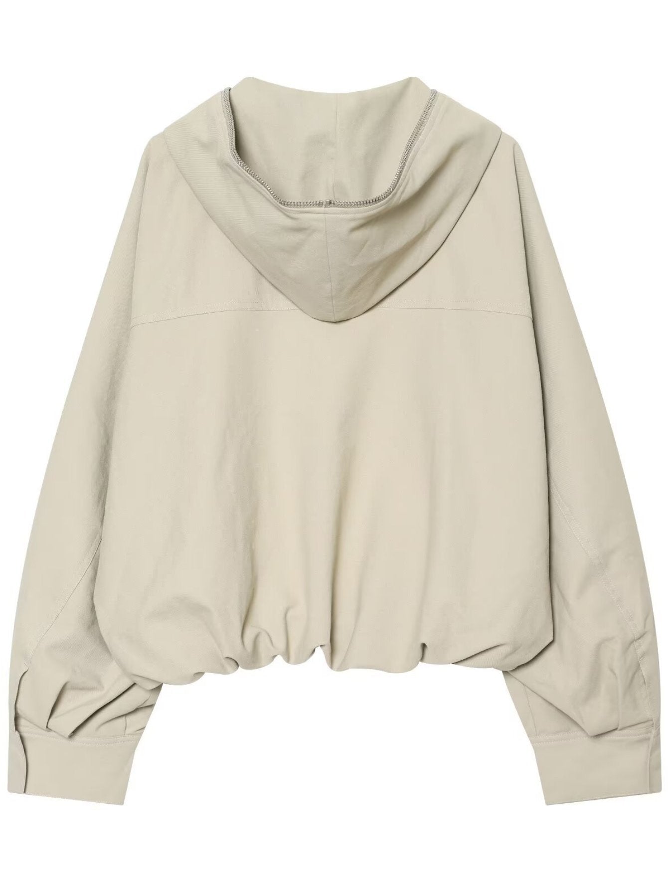 Cropped Ruched Hem Zip Up Jacket