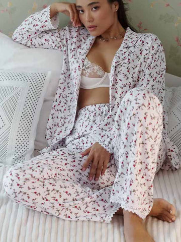 Soft Floral Button Down Pajama Set