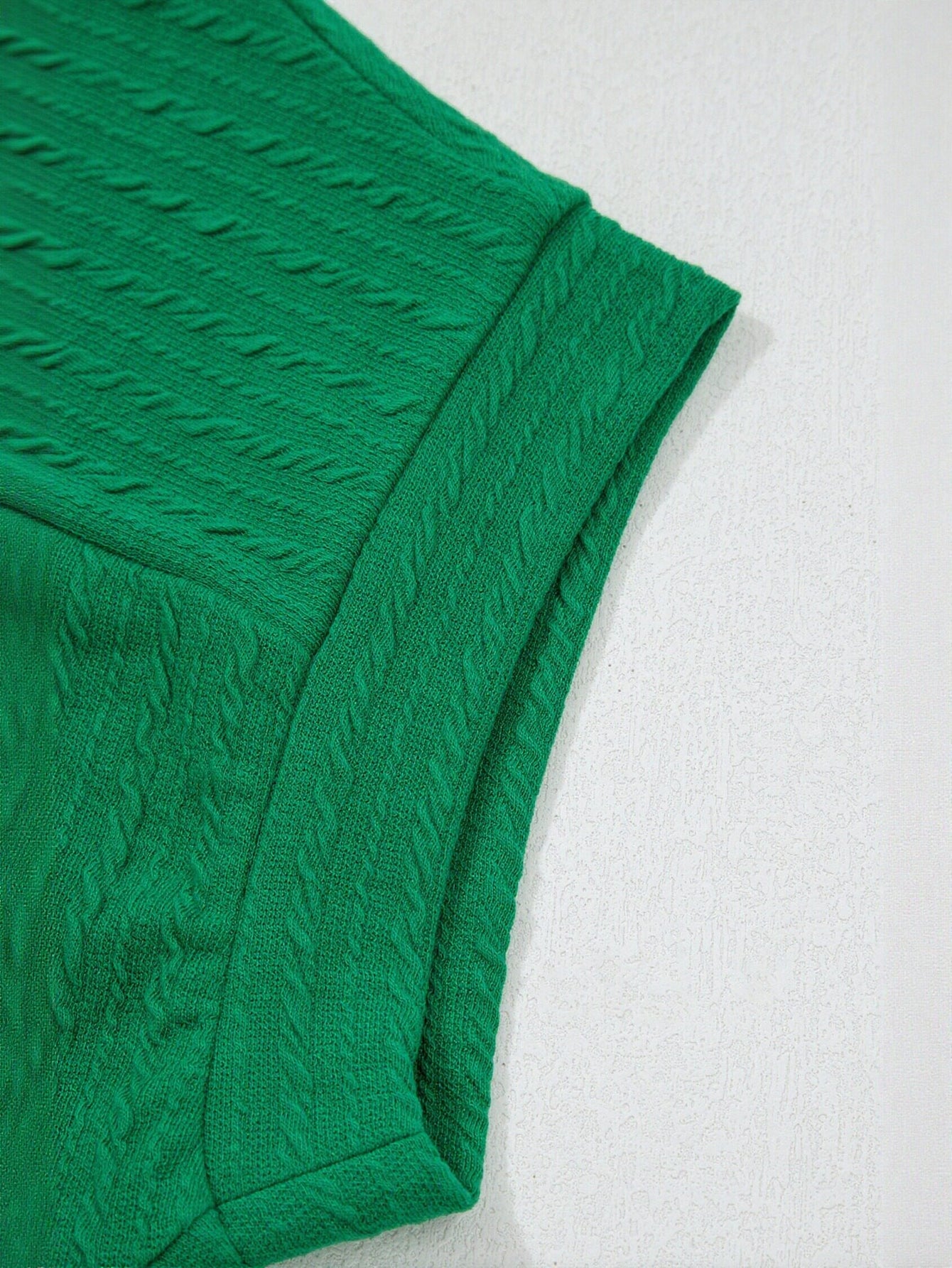 Textured V Neck Cap Sleeve T-Shirt