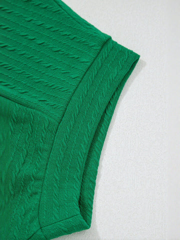 Textured V Neck Cap Sleeve T-Shirt