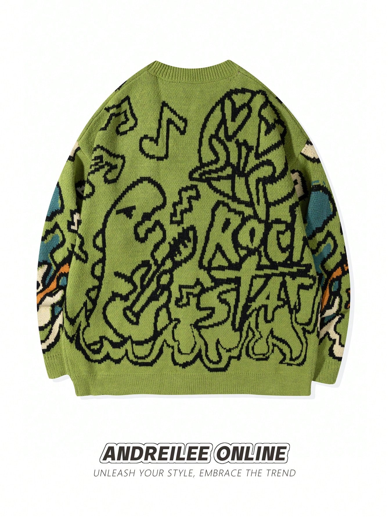 Oversized Graphic Pattern Knit Cardigan