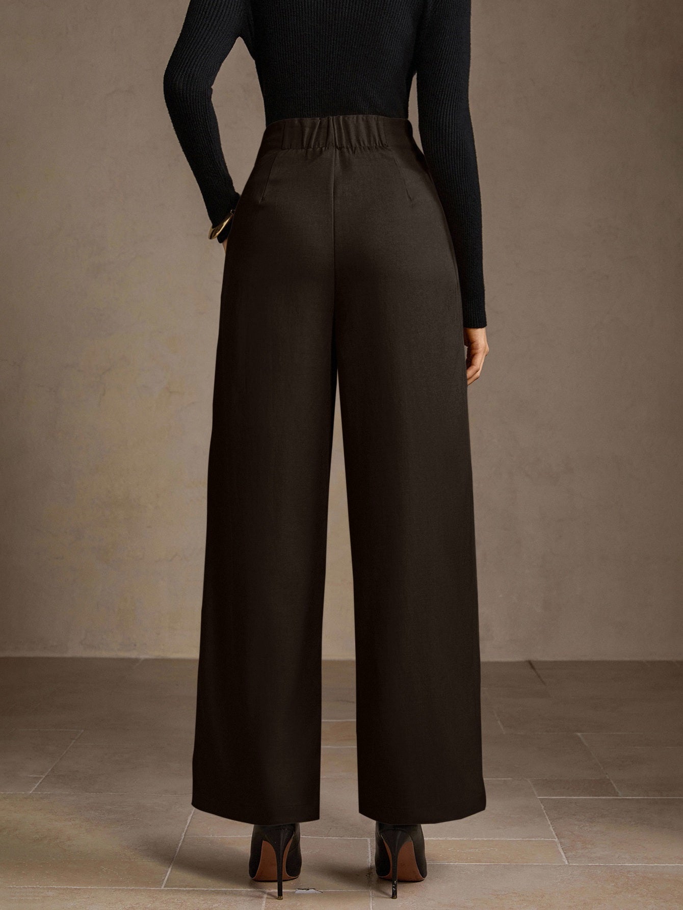 High Waisted Pleated Wide Leg Pants