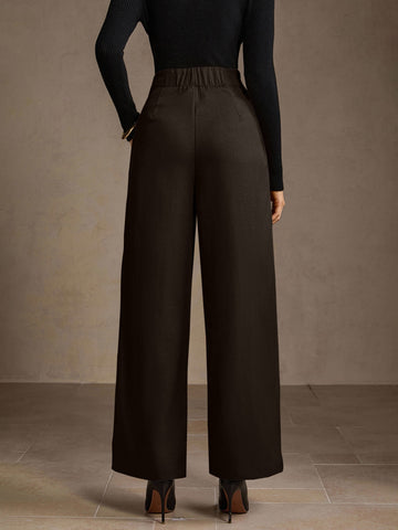 High Waisted Pleated Wide Leg Pants