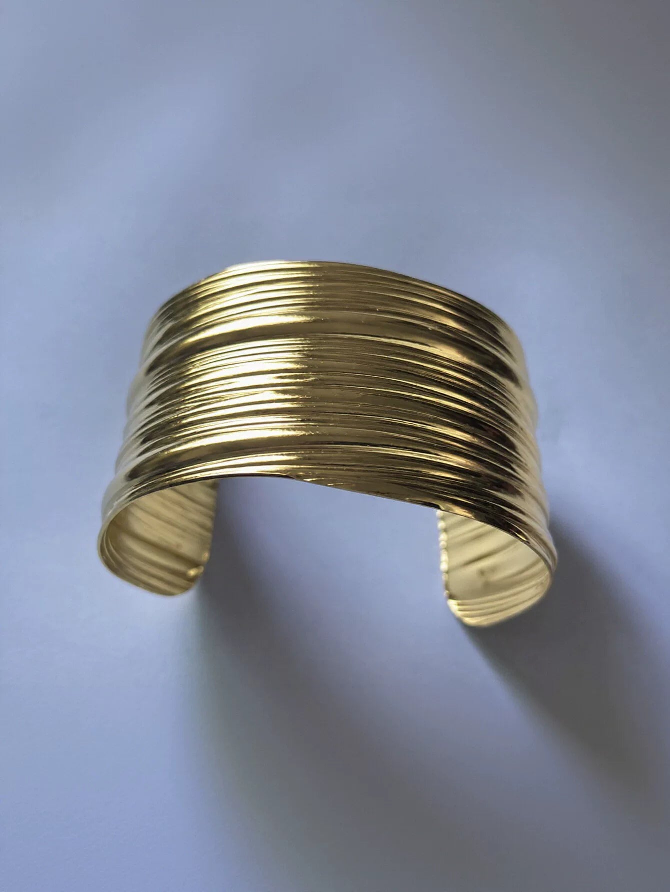 Gold Textured Wide Statement Cuff Bracelet