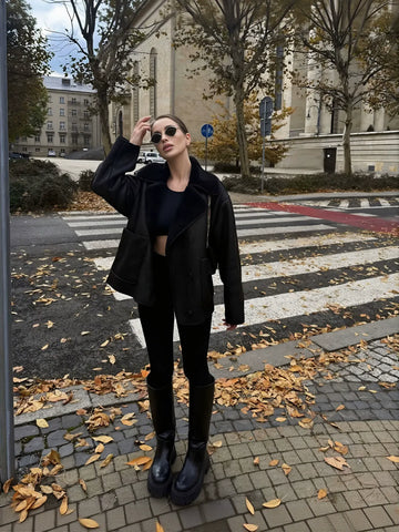 Cozy Faux Suede Sherpa Lined Jacket