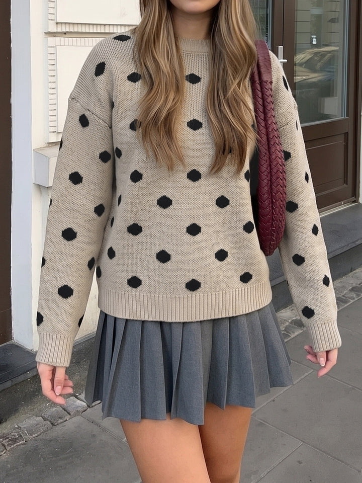 Cozy Polka Dot Knit Sweater