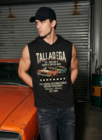 Vintage Graphic Hooded Muscle Tank