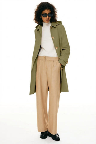 Classic Hooded Brown Trench Coat