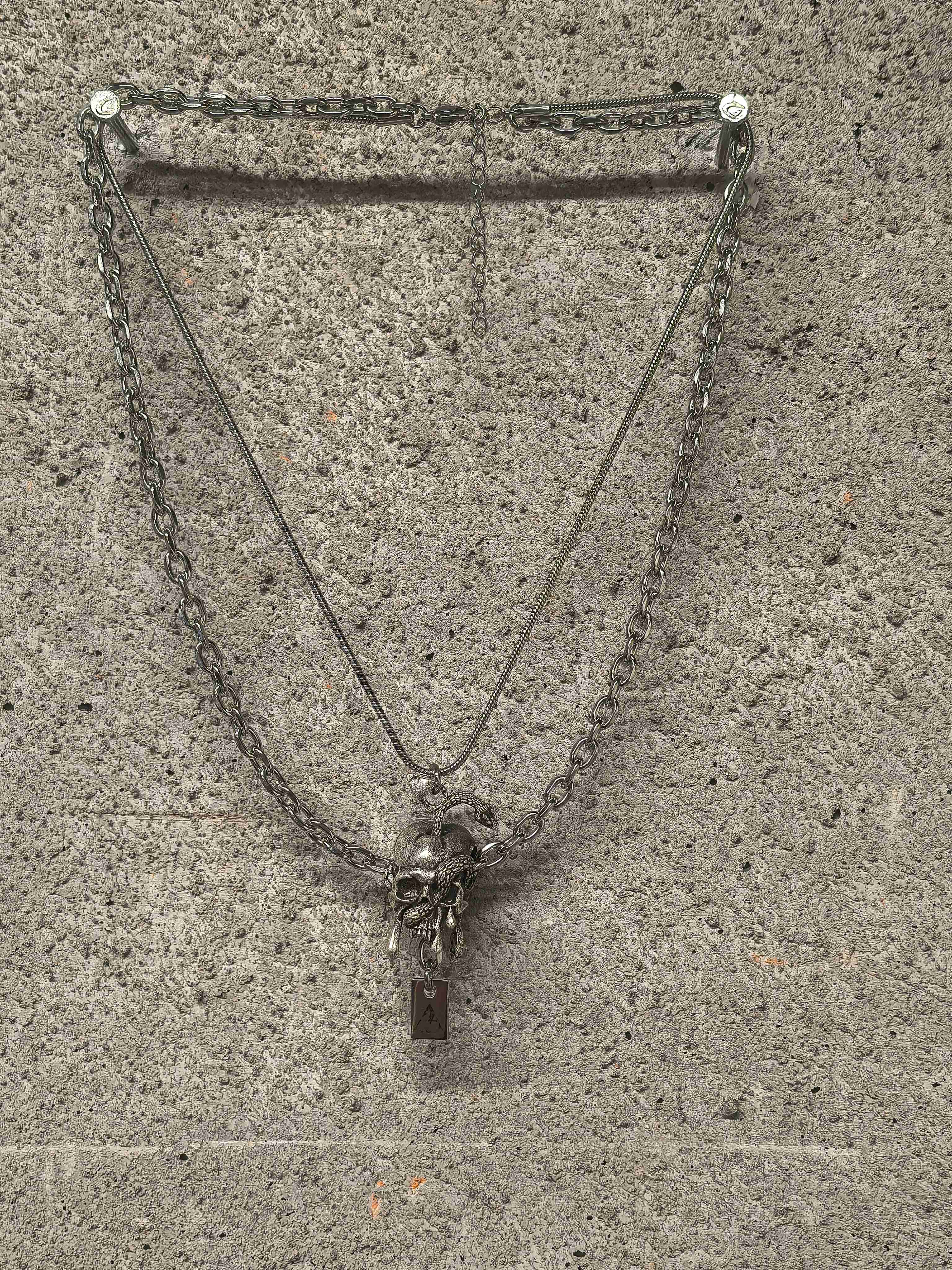 Gothic Layered Skull Pendant Necklace