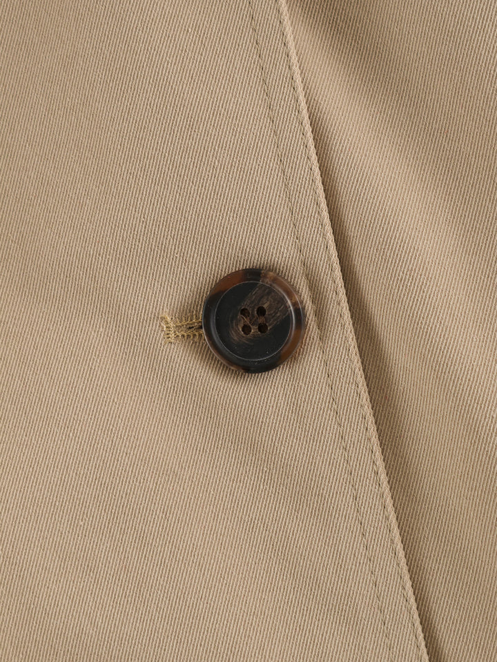 Oversized Belted Beige Cotton Jacket