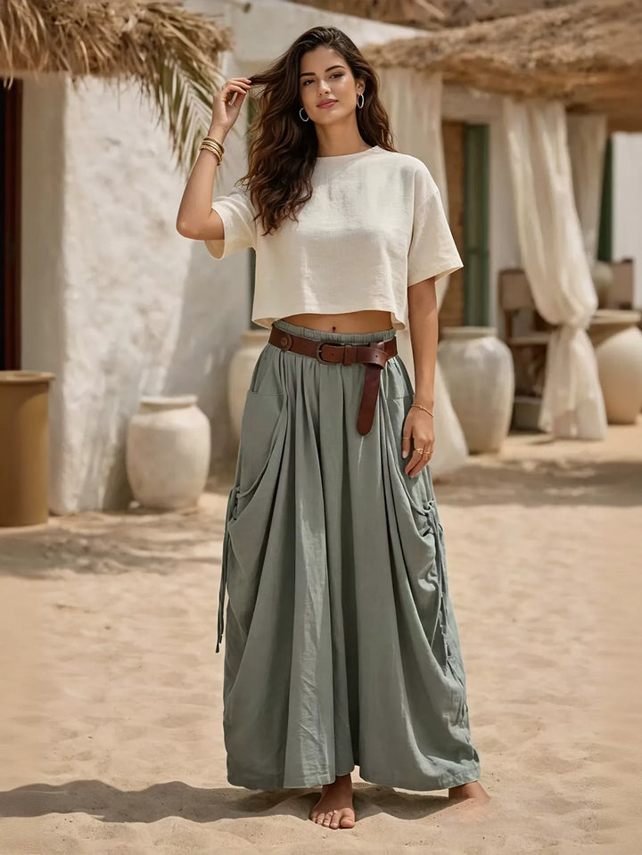 Boho Flowy Cotton Maxi Skirt