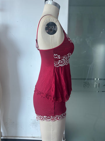 Floral Lace Trim Cami Pajama Set