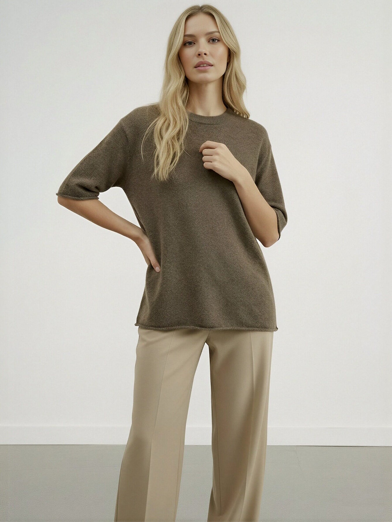 Cozy Relaxed Fit Short Sleeves Casual Sweater