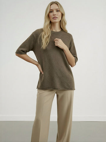 Cozy Relaxed Fit Short Sleeves Casual Sweater