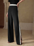 High Waisted Side Stripe Wide Leg Pants