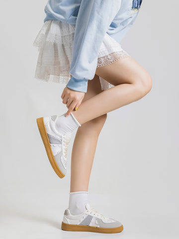 Delicate Lace Textured Upper Vintage German Trainer[Note:Runs Small,Go One Size Up]